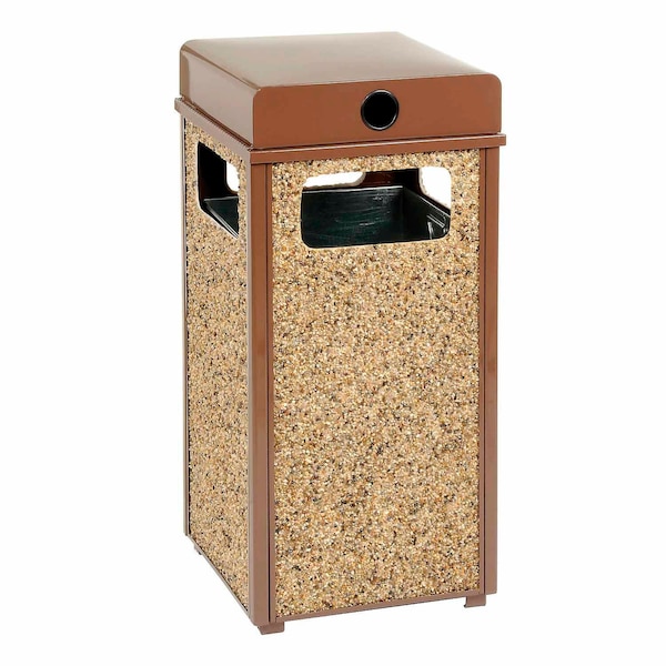 Global Industrial Square Outdoor Can, Brown, Steel, 13-1/2 in 239576BN - main